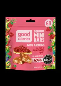 Mini riešutų batonėliai su avietėmis GOOD CALORIES, 102 g