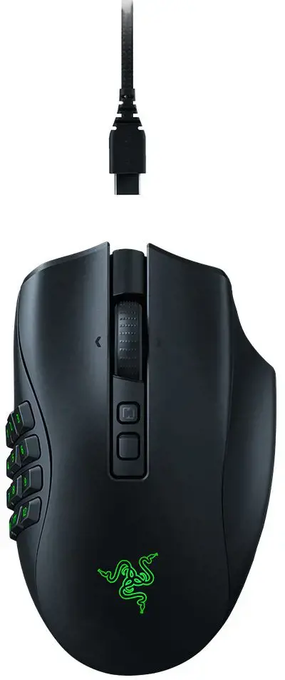 "Razer Naga V2 Pro" žaidimų pelė, RGB LED apšvietimas, 2,4 GHz, "Bluetooth", belaidė, juoda