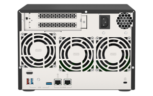 QNAP TVS-675-8G 6-bay NAS KX-U6580 8C/8T 2.5GHz 8GB 6xSATA 6Gb/s bays 2xM.2 NVMe PCIe Gen3 SSD slots 2x2.5GbE LAN optional 10GbE