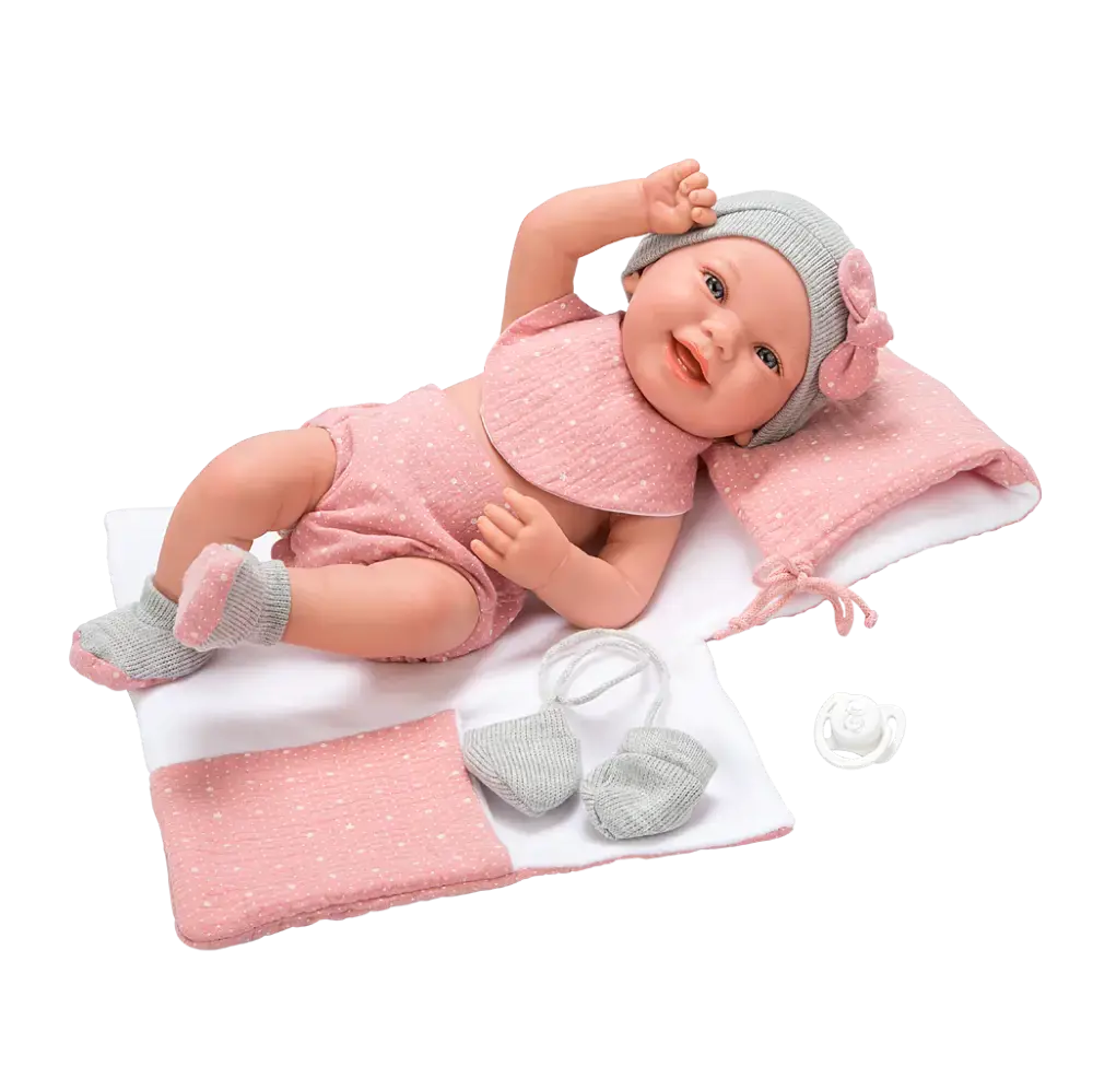 Arias lėlytė Zoe, mergaitė su rožiniu pleduku, 42 cm