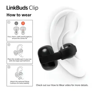 Sony LinkBuds WF-LC900 Clip Open-Ear Headphones,  Black | Sony