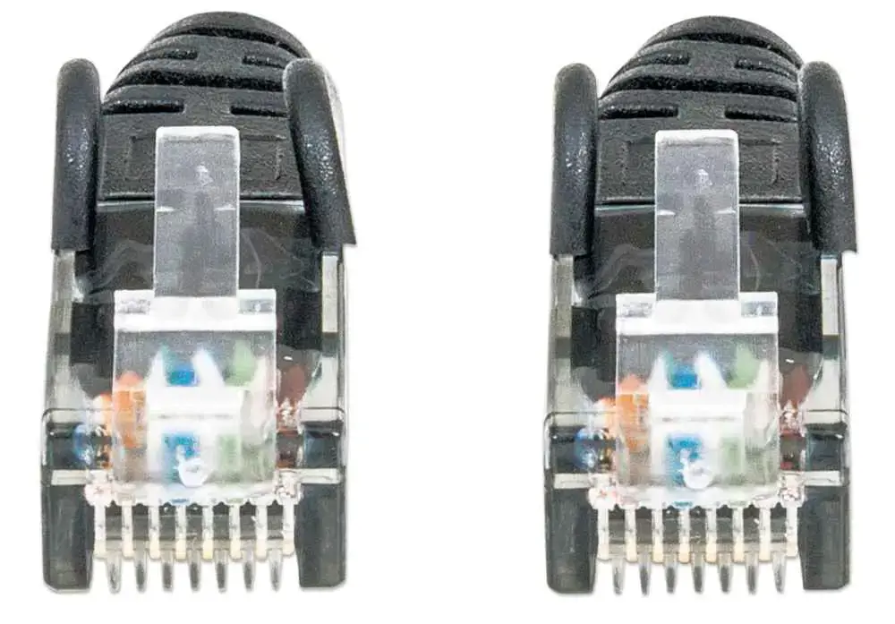 INTELLINET tinklo kabelis Cat6 U/UTP 3,0 m 10 pėdų juodas RJ-45 vyriškas / RJ-45 vyriškas paauksuoti kontaktai Polybag