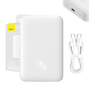 "Baseus" magnetinis maitinimo šaltinis, 10000 mAh, 20 W (baltas)