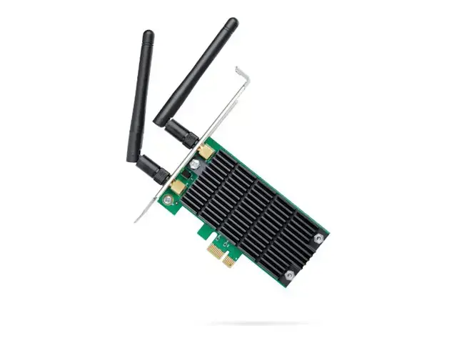 "TP-Link AC1200" belaidis dviejų juostų "PCI Express" belaidžio ryšio adapteris, vidinis, belaidis, "PCI Express", WLAN, 867 Mbps, juodas, žalias