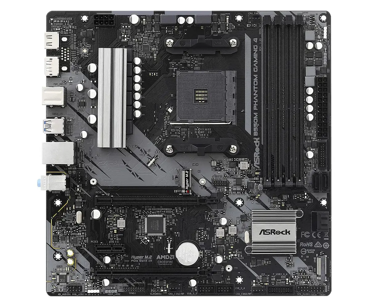 ASROCK B550M PHANTOM GAMING 4 3 kartos AMD AM4 lizdas 4 xDDR4 4733+ 1 PCIe 4.0 x16 1 PCIe 4.0 x16 1 PCIe 3.0 x16 2 PCIe 3.0 x1 1 xM.2 6 SATA3 8 USB