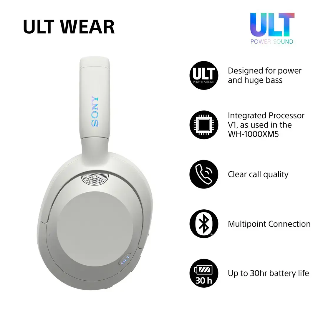 "Sony" belaidės ausinės ULT Wear WH-ULT900NW, baltos spalvos