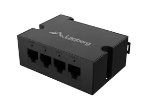 Lanberg Switch PoE Extender 1xIn 3xOut Gigabit Ethernet Din Rail BT 90W metal clips | DIN-GE4-BT-90W