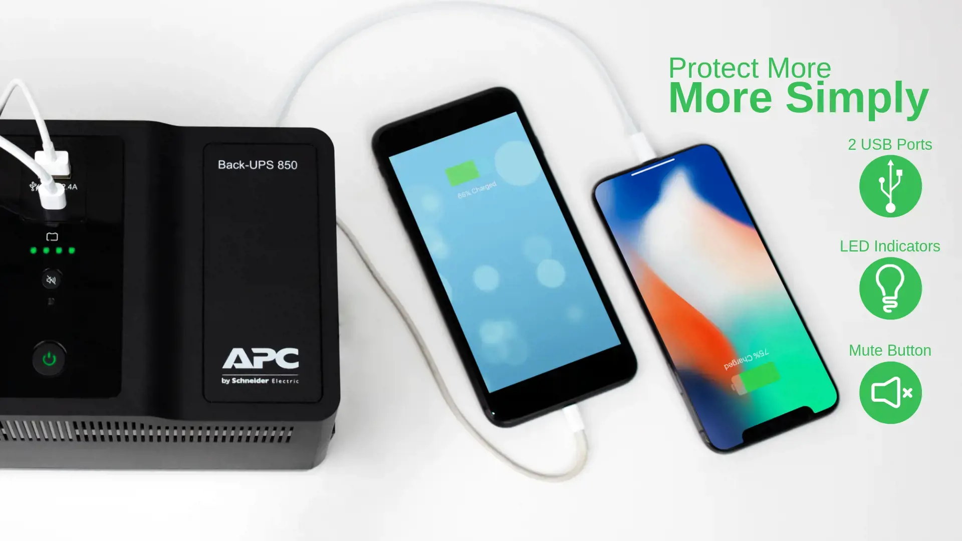 APC Back-UPS 850VA 230V C ir A tipo USB įkrovimo prievadai