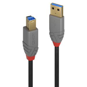 Lindy 1m USB 3.2 Type A to B Cable, 5Gbps, Anthra Line, 1 m, USB A, USB B, USB 3.2 Gen 1 (3.1 Gen 1…