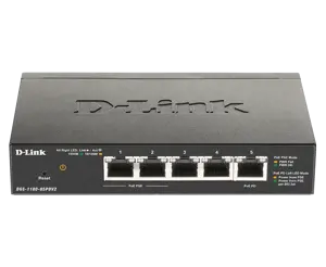 D-Link DGS-1100-05PDV2, valdomas, Gigabit Ethernet (10/100/1000), dvipusis, maitinimas per Ethernet…