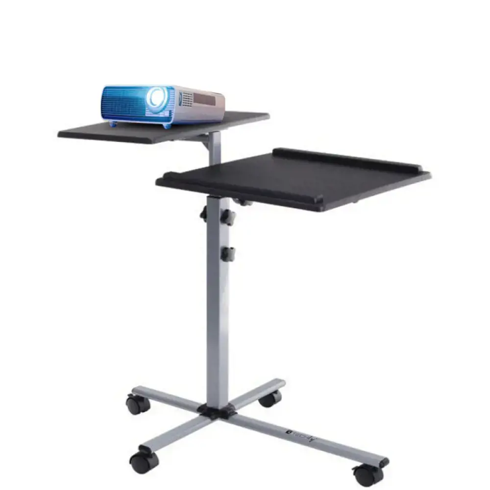 TECHLY 101485 Techly Universalus projektoriaus / nešiojamojo kompiuterio vežimėlis su dviem reguliuojamomis lentynomis, juodas