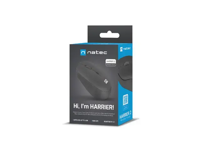 NATEC belaidė pelė "Harrier 2" 1600DPI "Bluetooth 5.1", juoda