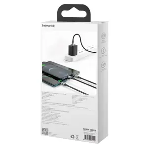 "Baseus Rapid" serijos "3-in-1" USB-C kabelis M+L+T 20W 1,5 m juodas (juodas)