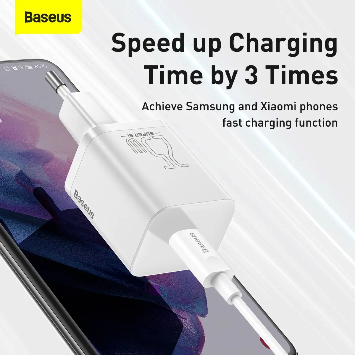Baseus Super Si Quick Charger 1C 25W with USB-C cable for USB-C 1m (white)