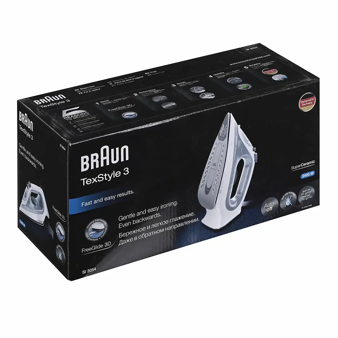 Braun SI 3054 GY Steam iron Ceramic soleplate Grey 2400 W