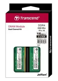 TRANSCEND 16GB KIT JM DDR4 2666Mhz U-DIMM 1Rx16 1Gx16 CL19 1.2V