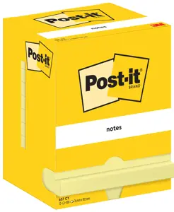 Lipnūs lapeliai POST-IT, 76x102mm, pakuotėje 12 blokelių po 100 lapelių, geltona