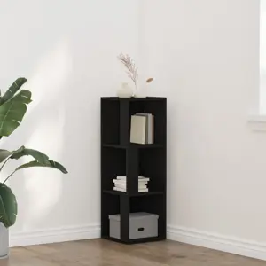 Kampinis Kabinetas Juodas 33x33x100 cm iš Inžinerinės Medienos