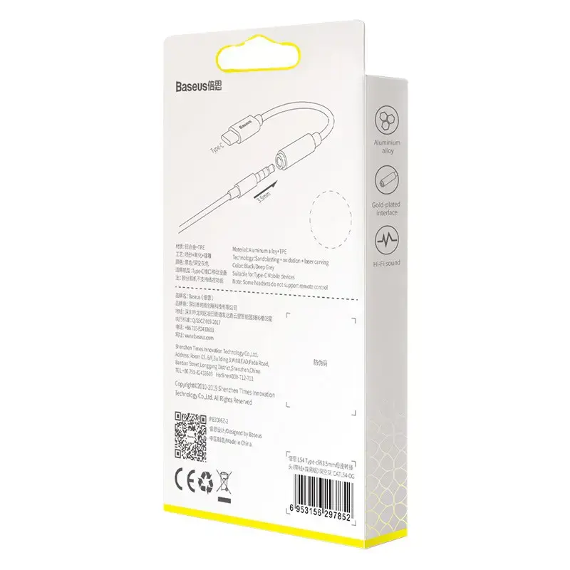 Baseus L54 Audio Adapter USB-C + mini jack 3,5mm (Black+Gray)
