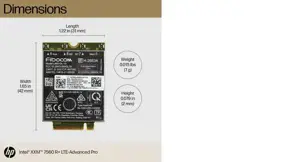 HP XMM 7560 R+ LTE-Advanced Pro WWAN, 42 mm, 31 mm, 2 mm, 7 g, 232 mm, 148 mm