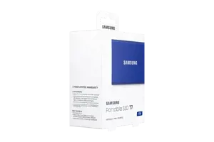 "Samsung" nešiojamasis SSD T7, 1000 GB, C tipo USB, 3.2 Gen 2 (3.1 Gen 2), 1050 MB/s, apsauga nuo slaptažodžio, mėlynas