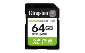 Kingston Canvas Select Plus | 64 GB | SD | Flash memory class Class 10, UHS-I, U1/U3, Video Class 1…