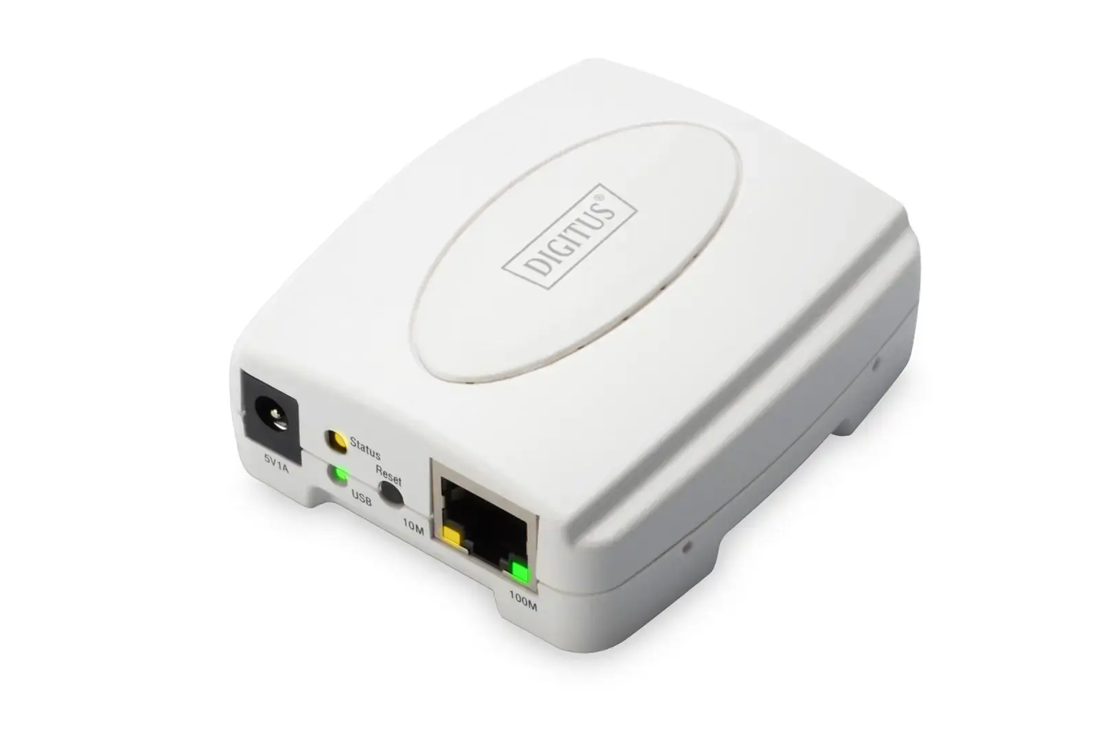 DIGITUS USB spausdintuvų serveris 1 prievadas 1x RJ45 1x USB A USB 2.0 Visiems įprastiems O / S