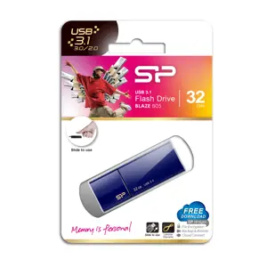 "Silicon Power Blaze B05", 32 GB, A tipo USB, 3.2 Gen 1 (3.1 Gen 1), skaidrių, 9,2 g, mėlyna