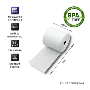 "Qoltec" terminis ritinėlis 80 x 80 | 55g/m2 | 10vnt | Be BPA