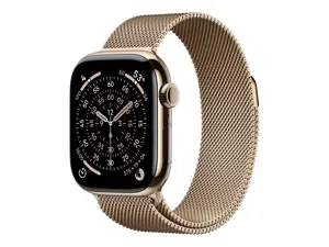 Apple Watch Series 11 GPS + Cellular 42mm Gold Titanium Case with Gold Milanese Loop