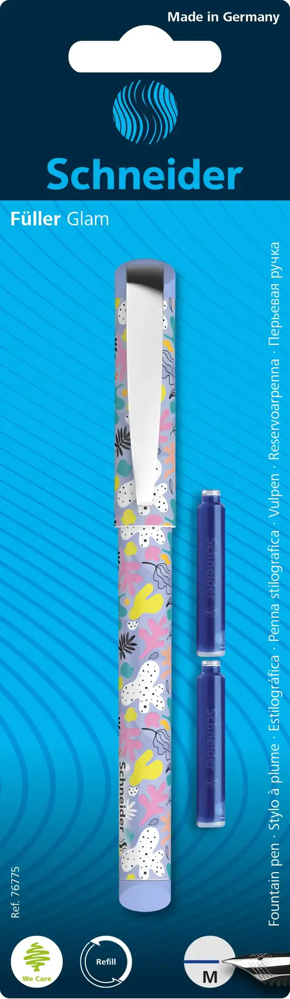 Plunksnakotis SCHNEIDER Glam, plastikinis korpusas, mėlynas rašalas, tinka kairiarankiams