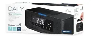 Platinet belaidis garsiakalbis + radijo laikrodis + Qi įkroviklis "Daily PMGQ15B", juodas