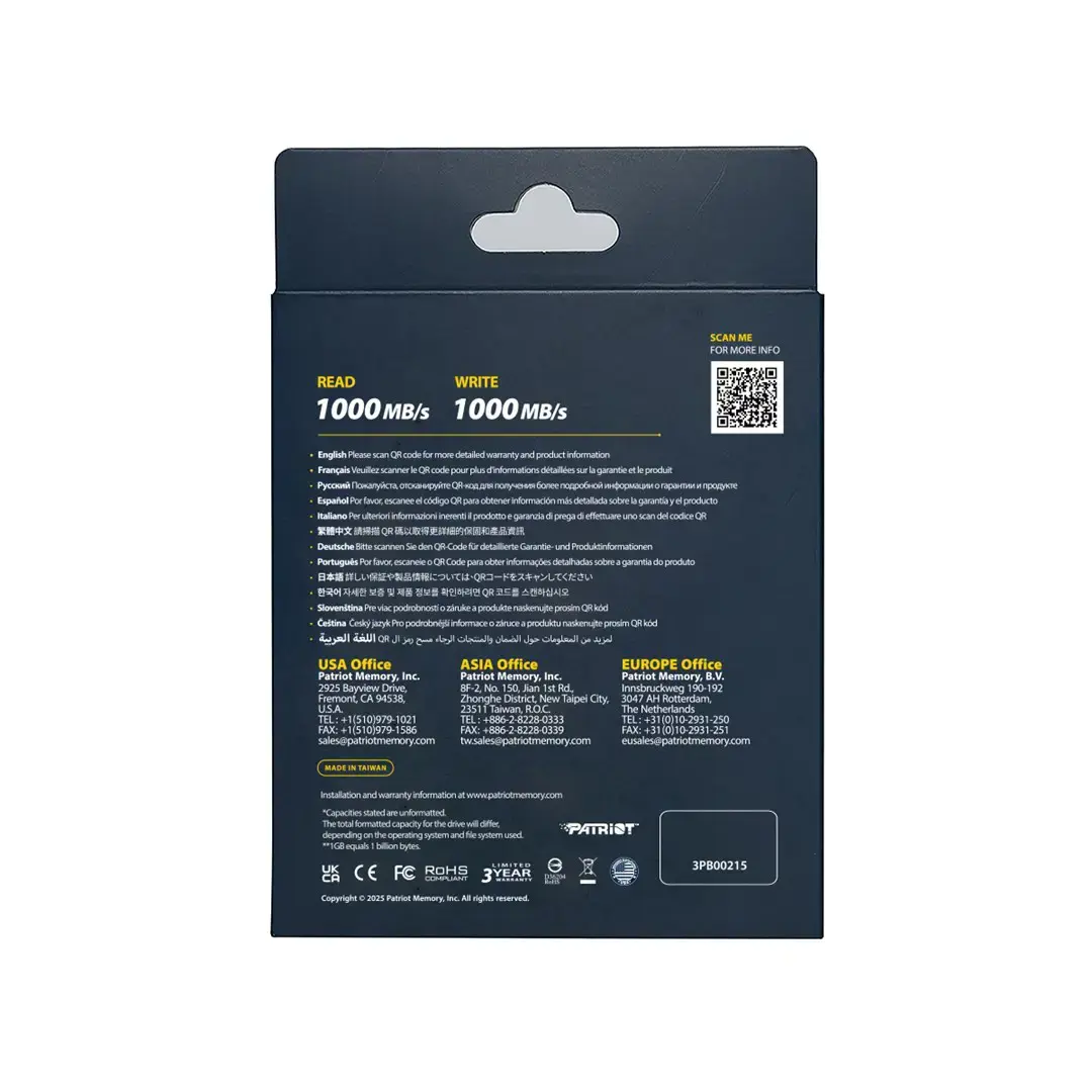 Patriot Memory Transporter Lite 2 TB USB Type-C 3.2 Gen 2 (3.1 Gen 2) (PTPL2TBPECB) Black