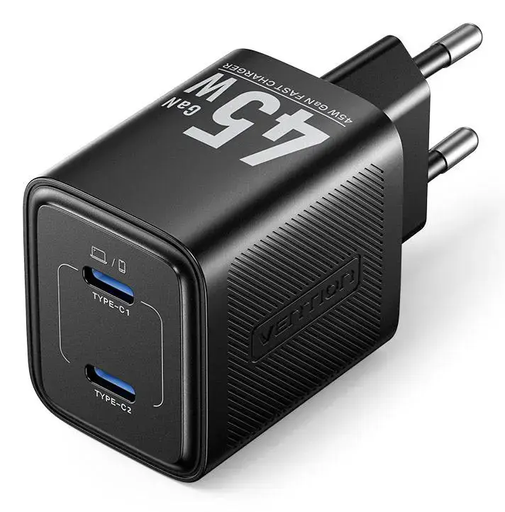 MOBILE CHARGER WALL 45W USB-C/2P BLACK FEFB0-EU VENTION