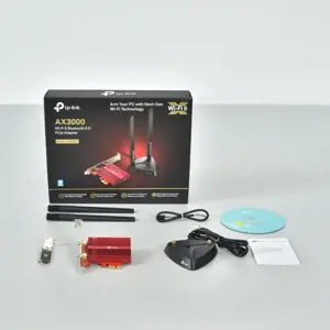 TP-Link Archer TX3000E, vidinis, belaidis, PCI Express, WLAN / Bluetooth, 2402 Mbps, juodas, raudonas