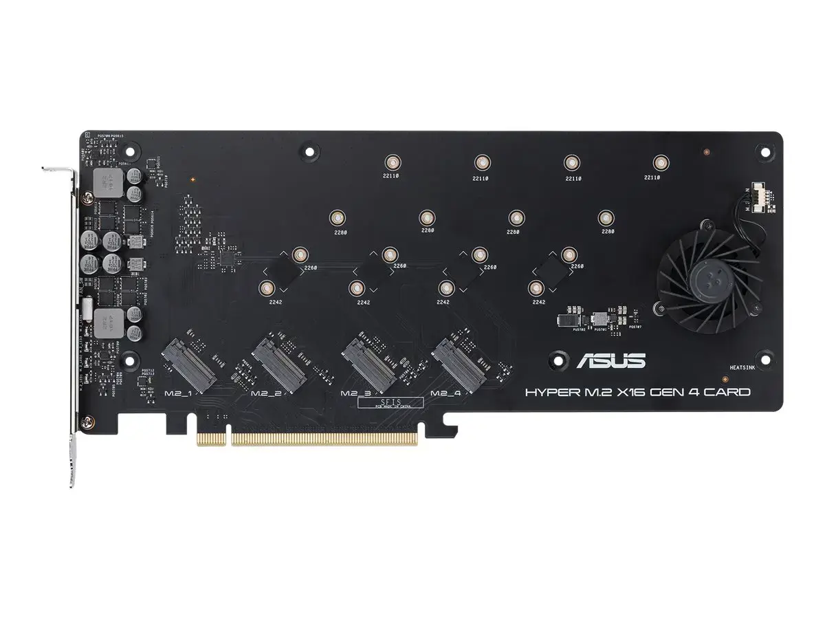 ASUS Hyper M.2 x16 Gen 4, PCIe, M.2, PCIe 4.0, sidabrinis, kompiuteris, aktyvus