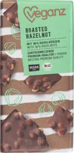 Ekologiškas, veganiškas šokoladas VEGANZ, su skrudintais lazdyno riešutais, 90 g