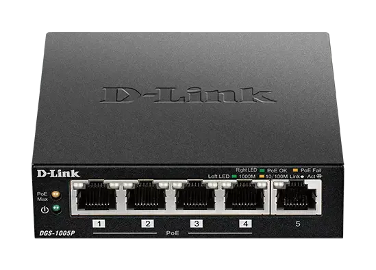 D-LINK 5 Gigabit prievadai, įskaitant 4 PoE prievadus - Biudžetinis PoE 60W