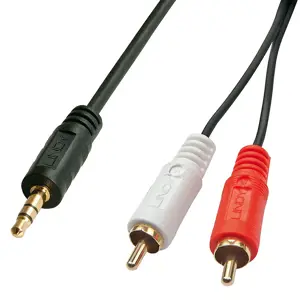 "Lindy" garso kabelis 2x Phono 3,5 mm/3 m, 2 x RCA, vyriškas, 3,5 mm, vyriškas, 3 m, juodas