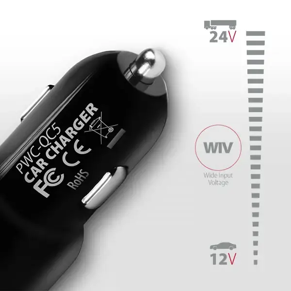 AXAGON PWC-QC5 automobilinis įkroviklis Smart 5V 2,4A + QC3.0, 30W, juodas