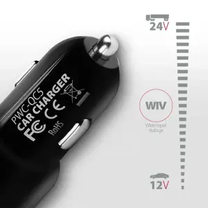 AXAGON PWC-QC5 automobilinis įkroviklis Smart 5V 2,4A + QC3.0, 30W, juodas