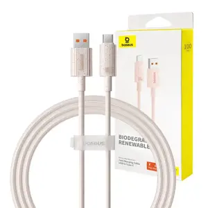 Greitojo įkrovimo laidas "Baseus" iš USB į USB-C "Habitat" serijos 1 m 100 W (rožinis)