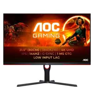 AOC G3 U32G3X/BK, 80 cm (31.5"), 3840 x 2160 pixels, 4K Ultra HD, LED, 1 ms, Black, Red