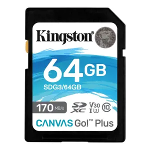 Kingston 64GB SDXC Canvas Go Plus 170R C10 UHS-I U3 V30 EAN: 740617301397