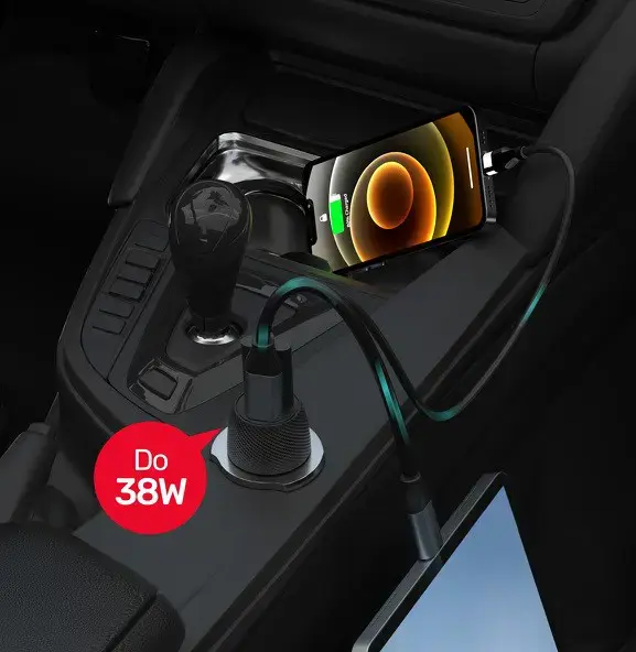 "UNITEK" AUTOMOBILINIS ĮKROVIKLIS 38 W, USB-A USB-C, QC3.0, P1400A