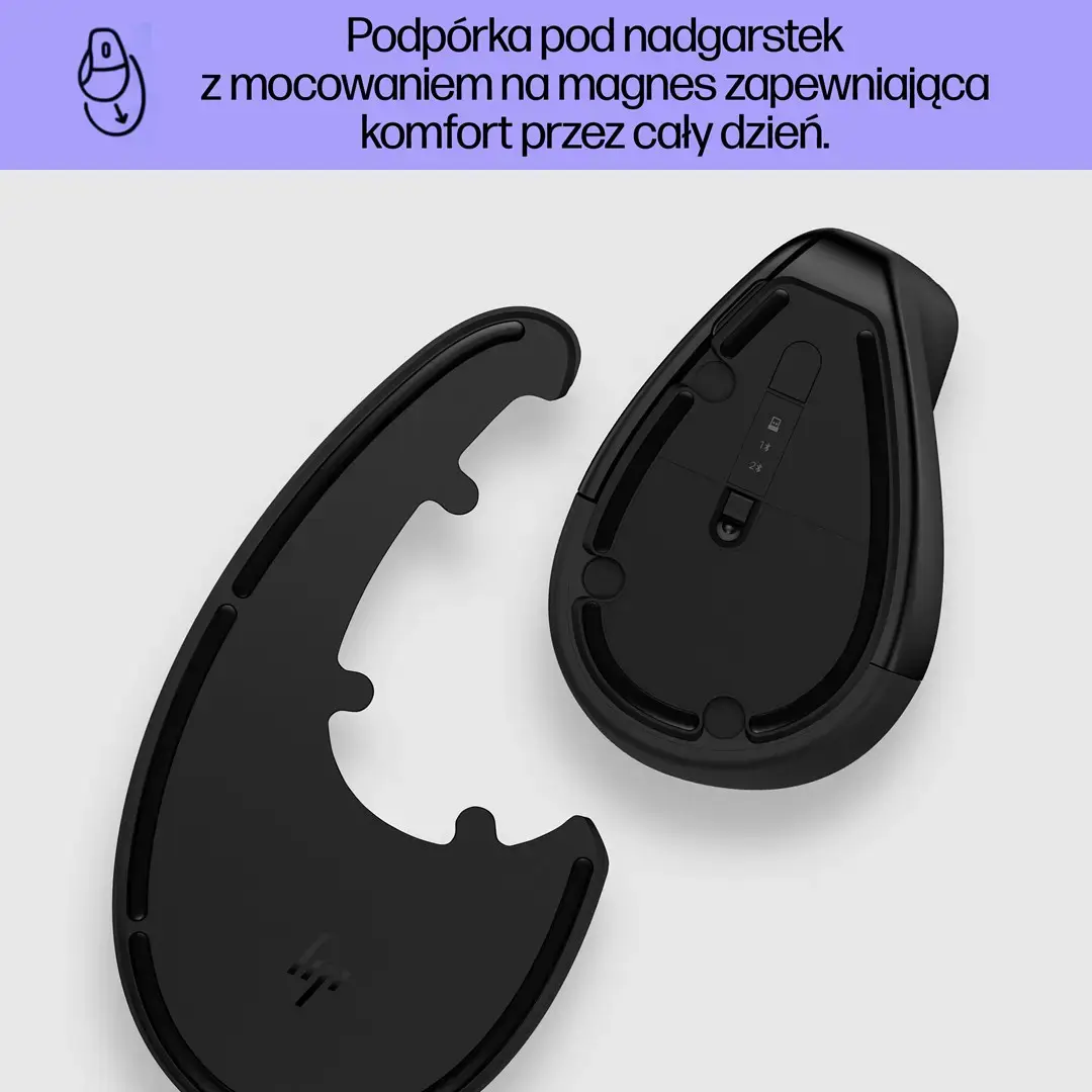 HP 920 ergonomiška belaidė pelė, dešinioji ranka, vertikali konstrukcija, "Bluetooth" + A tipo USB, 4000 DPI, juoda