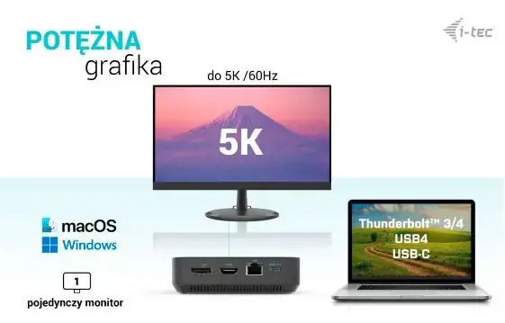 I-TEC USB-C HDMI Dual DP doko stotelė su 100 W maitinimo šaltiniu