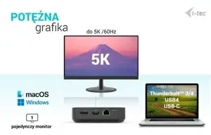 I-TEC USB-C HDMI Dual DP doko stotelė su 100 W maitinimo šaltiniu