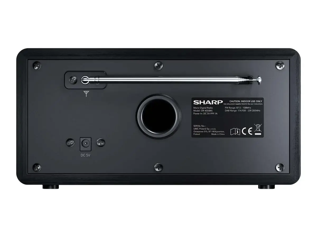 Sharp DR-450, asmeninis, skaitmeninis, DAB, DAB+, FM, 87,5 - 108 MHz, 174,928 - 239,2 MHz, 3 W