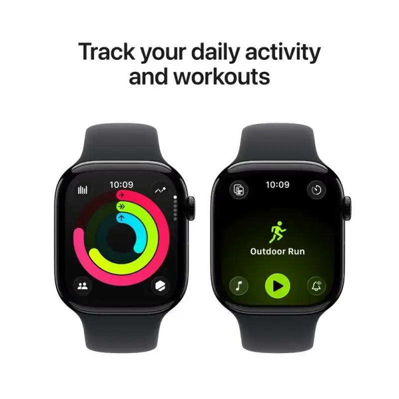 Apple Watch Series 11 GPS + Cellular 46mm Jet Black Aluminium Case with Black Sport Band - M/L | Smart watch | LTPO OLED Always-On Retina | Waterproof | Jet Black